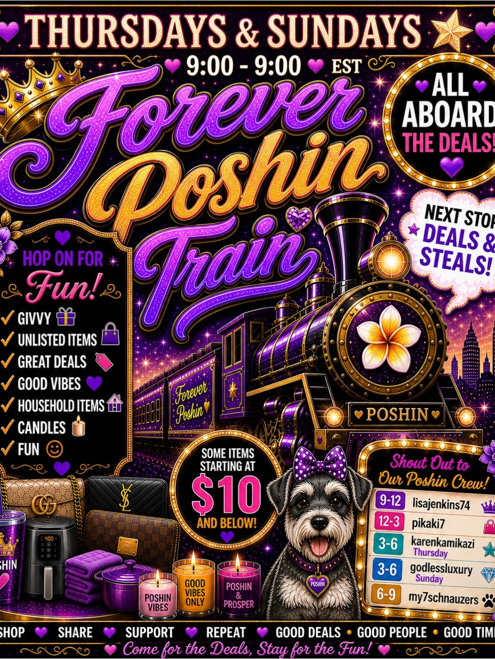 Forever Poshin Train 9:00 - 9:00 Eastern Standard Time!!!!